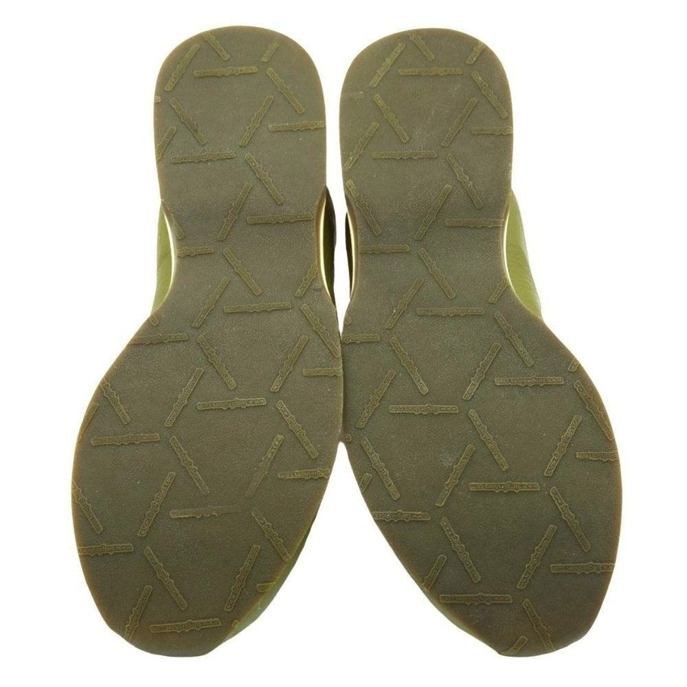 Gorpcore Simple Mary Jane Shoes Women 7.5 Olive Green Leather Wedge Straps - Picture 9 of 12